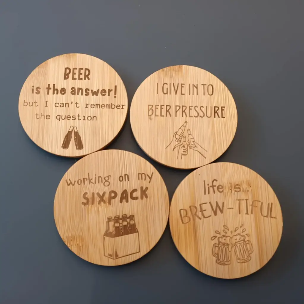 Coasters - beer (set van 4) - bamboe