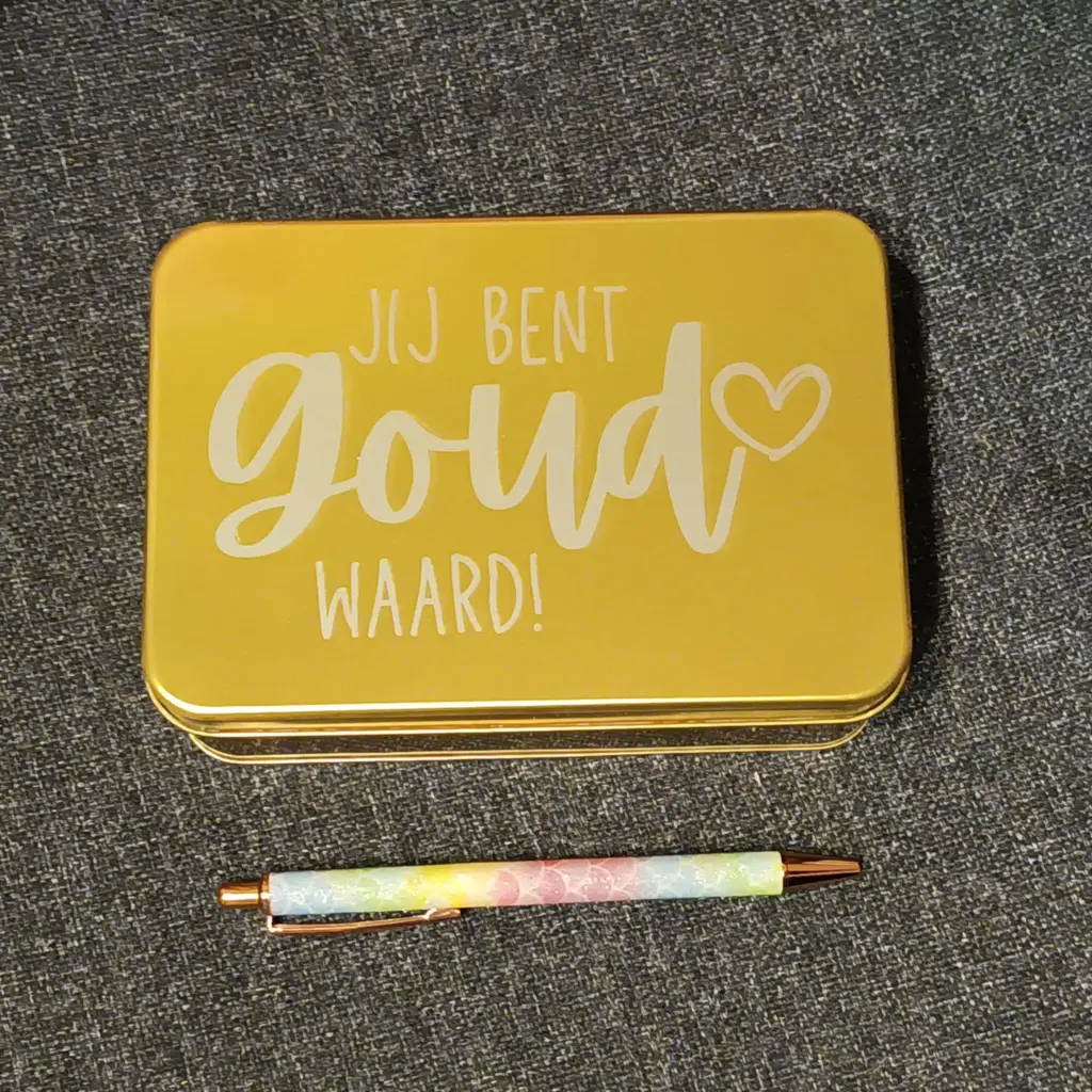 Blikje goud - M - gepersonaliseerd