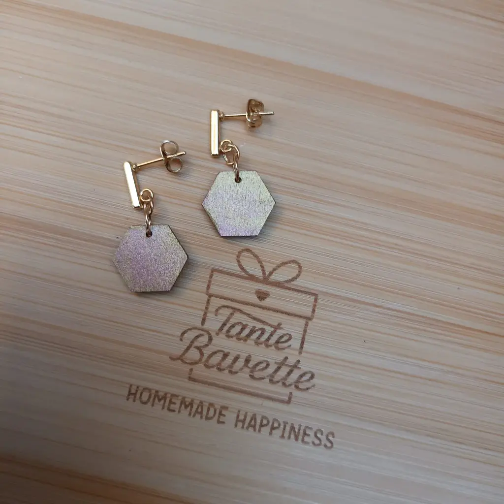 stekertjes- roze/goud hexagon klein