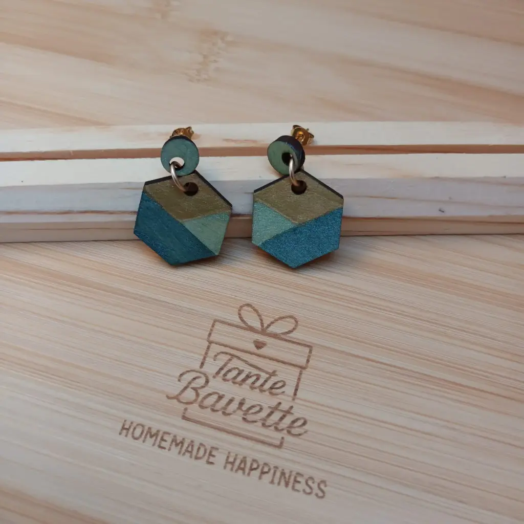 Stekertjes - hexagons groen/ goud