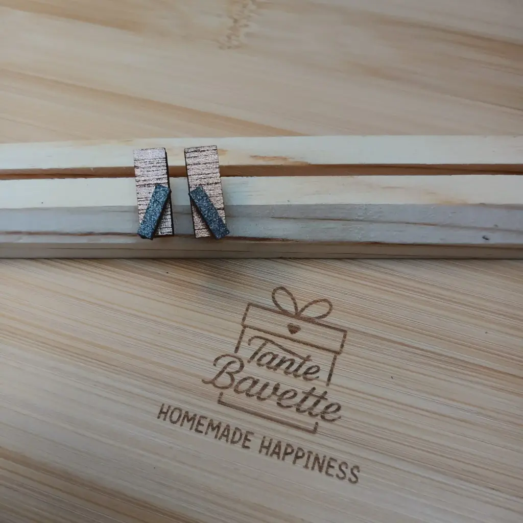 stekertjes - rechthoeken brons & zwart metallic