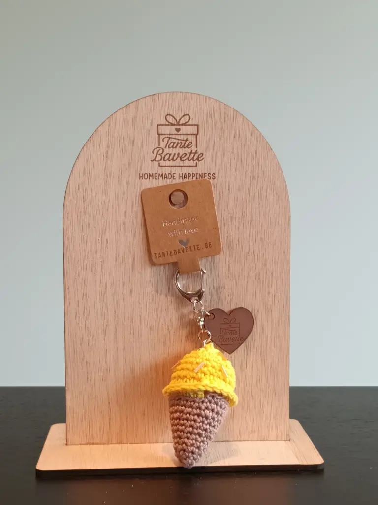 Sleutelhanger - ijsje met sprinkles (Geel)