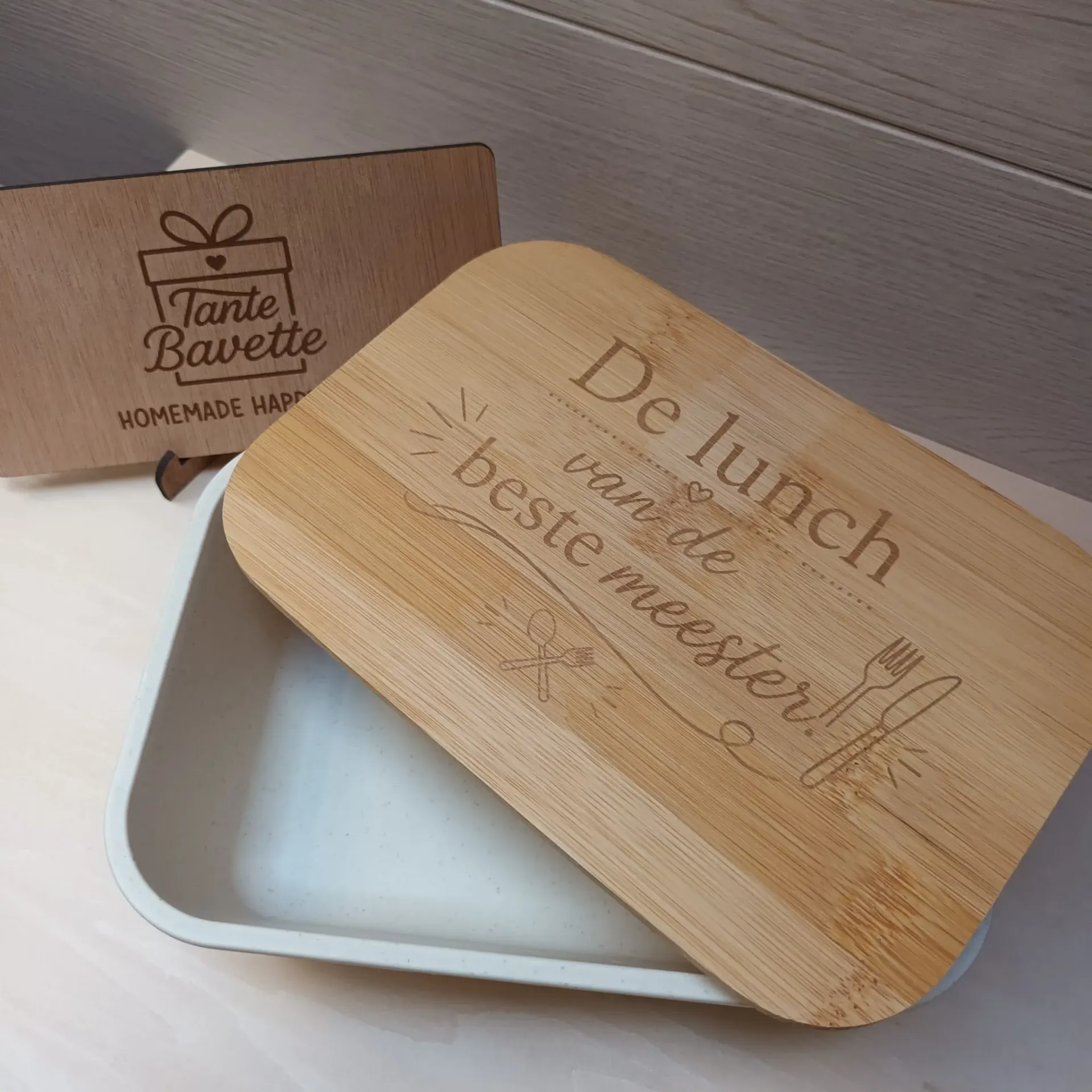 Lunchbox met bamboe deksel