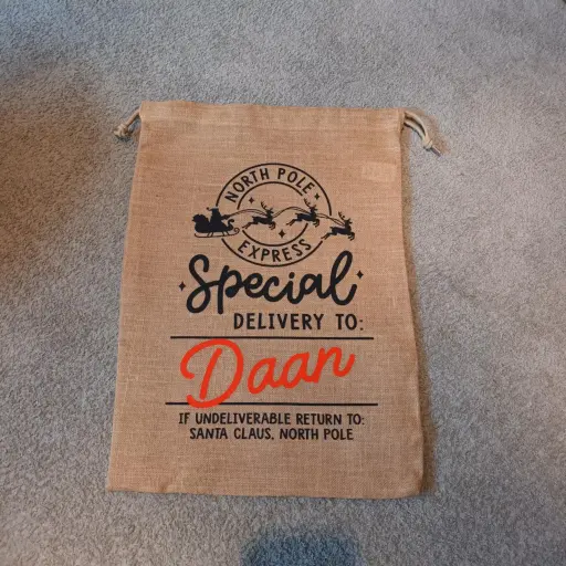 Jute cadeautas (herbruikbaar) - Special delivery - met naam