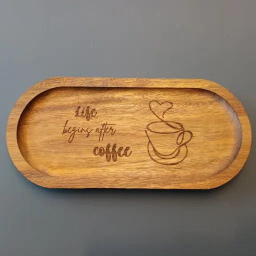 Serveerplankje - acacia - Life begins after coffee! 