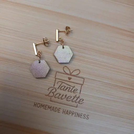 stekertjes- roze/goud hexagon klein