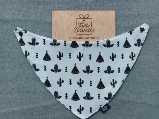 Zeverbavette - licht munt, tipi & cactus 