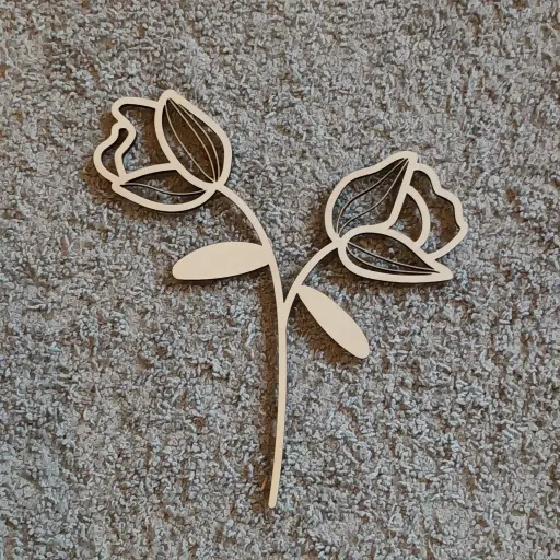 Houten bloem - rozentakje