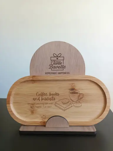 Serveerplankje - Bamboe - Coffee, books & biscuits